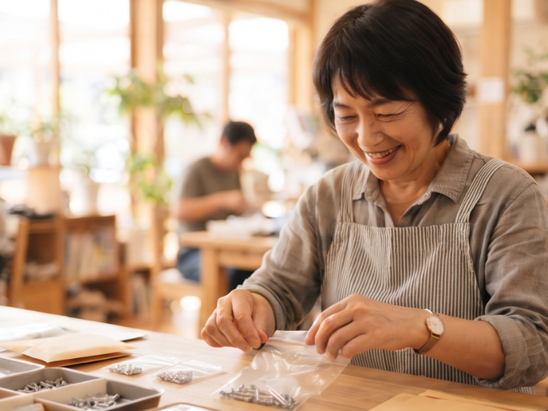 働く喜びを感じながら作業する様子